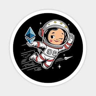 Crypto Ethereum and astronaut fly to the moon Magnet